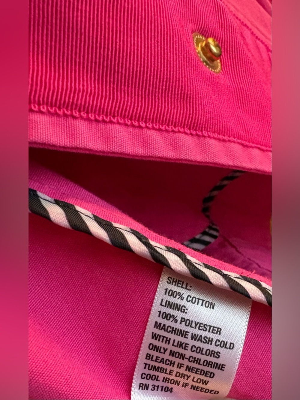 Crown & Ivy S Pink Lightweight Jacket, 100% cotton, navy & white interior piping - Picture 6 of 6